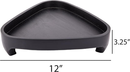 Mango Wood Serving Triangular Tray – 12x11.5x3.25 Inch Decorative Tray for Serving in Bed, Appetizers, Table, BBQ, Patio, Party – Perfect for Lap and Couch Use, Matt Finish, Black