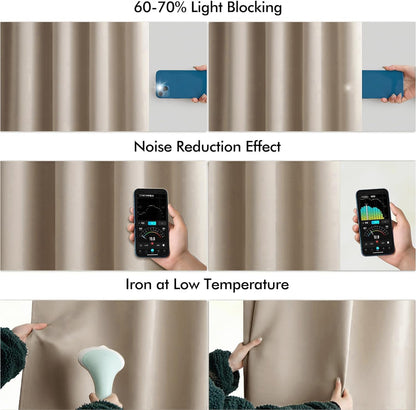 MIULEE Taupe Back Tab Blackout Curtains 84 Inch Length 2 Panels Set for Living Room Bedroom Privacy, Rod Pocket/Pinch Pleat Thermal Insulated Room Darkening Pleated Light Blocking Drapes