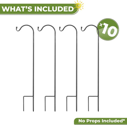Sorbus Shepherds Hooks for Outdoor - Set of 10 Extendable Garden Planter Stakes for Bird Feeders, Outdoor Décor, Plants, Lights, Lanterns, Flower Baskets and More! Supports Up to 6.5 Lbs. (10 Pack)