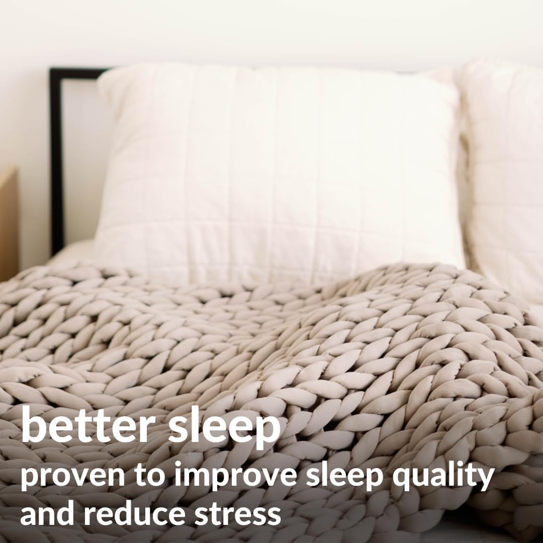 Nuzzie Chunky Knit Weighted Blanket - Breathable, Cooling, Hand Made Knit Throw Blanket for Sleep for Relaxation - Machine Washable, Stylish Design (Taupe, Throw | 12lbs | 44"x60")