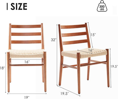 STARY Wood Rattan Dining Room Chairs with Comfortable Woven Seat,Fully-Assembled