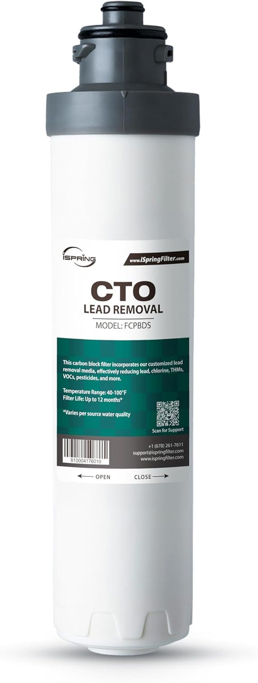 iSpring SGS-Tested Lead Removal CTO Carbon Block Replacement Water Filter Cartridge FCPBDS for DS4