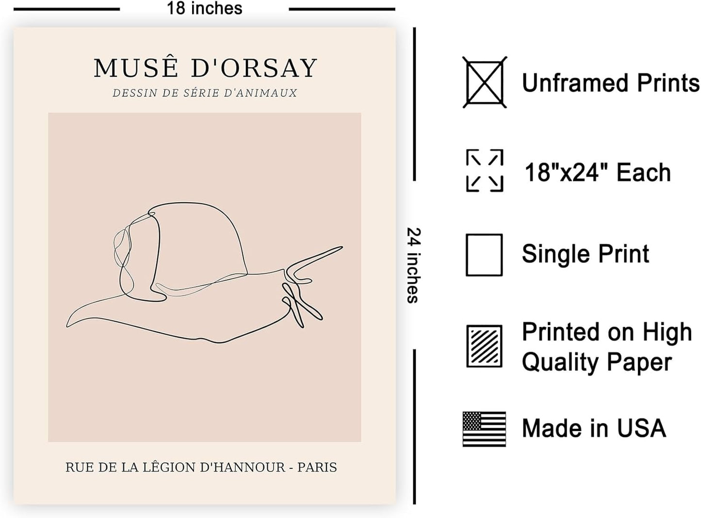 Poster Master Vintage Poster - Retro One Line Snail Drawing Print - Snail Line Art - Minimal Gift for Men, Women, Animal Lover - Abstract Wall Decor for Home, Office, 18x24 Unframed Wall Art