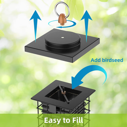 KRUOO Metal Squirrel Proof Bird Feeder for Outdoors Hanging,Wild Bird Feeders for Outside, 2.5 lb Capacity