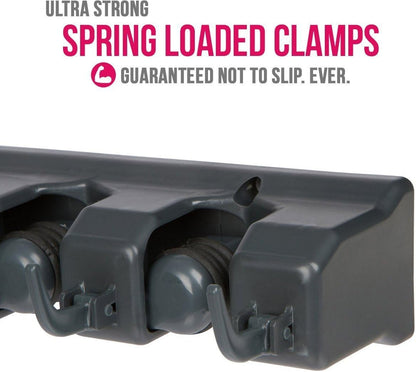 EXTRA GRIP Mop & Broom Holder Wall Mount - Wall Hanging Garden Tool & Utility Closet Organizer, Mop & Broom Hook, Broom Hanger Wall Mount, Mop Broom Organizer, Wall Mounted Broom Rack Mop Storage