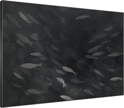 SIGNWIN 36"x46" Extra Large Framed Wall Art Monochrome Fish Silhouettes Illustration for Home Living Room Bedroom Decor (Frame Assembly Required)