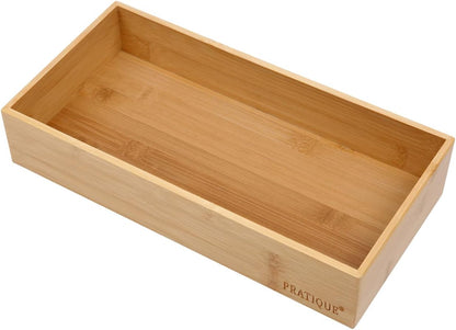 Bamboo Drawer Organizer - Kitchen Utensil Organizer Silverware Tray Cutlery Holder，Office Desk Supplies and Accessories (12x5.9x2.6 inch)