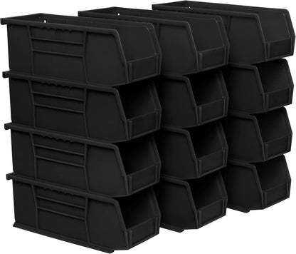 Akro-Mils 30224 AkroBins Plastic Storage Bins, 11"x 4"x 4", Black, 12-Pack