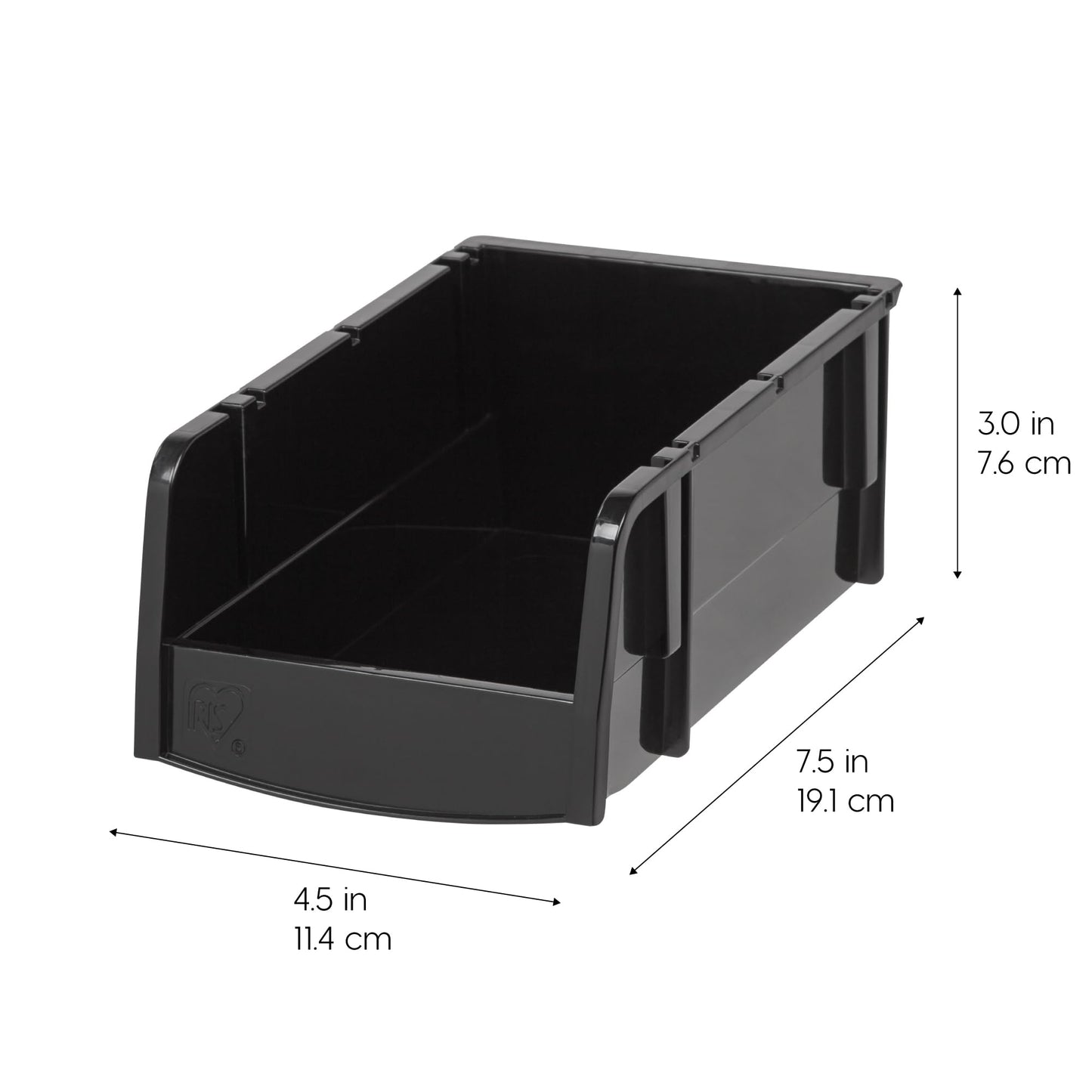 IRIS USA 8-Pack, Small Stackable Storage Bins, Black