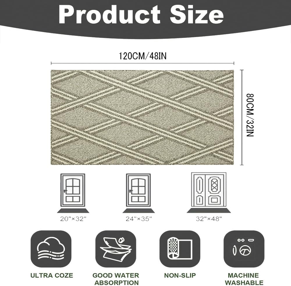 Door Mat Indoor Entrance, Large Welcome Mat Outdoor, Non Slip Front Door Mat Entryway(32X48)