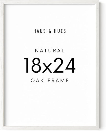 HAUS AND HUES White 18 x 24 Poster Frame - Oak White 18 x 24 Picture Frame, Wall 18x24 Frame, 18x24 Wood Frame, 24x18 Poster Frame, Wooden Picture Frame 18 x 24, Art 18 x 24 Frame