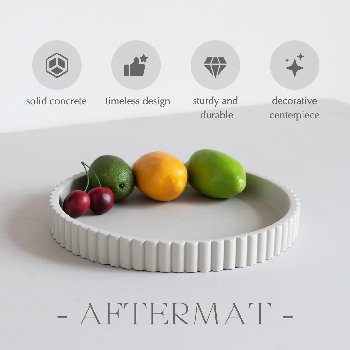 Decorative Tray for Coffee Table, Living Room, Side Table, 11" Gray Round Concrete Home Decor Serving Trays for Accent Table, Console Table