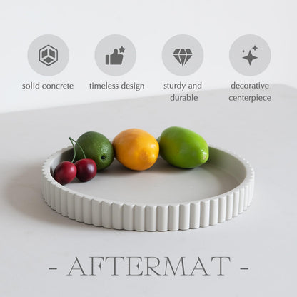 Decorative Tray for Coffee Table, Living Room, Side Table, 11" Gray Round Concrete Home Decor Serving Trays for Accent Table, Console Table