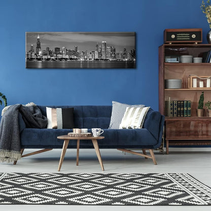 Wieco Art Chicago City Center Skyline in Black and White Canvas Prints Modern Canvas Art Cityscape Wall Decorations for Living Room Pictures for Bedroom Decorations