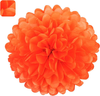 MISU 10" Orange Tissue Pom Poms DIY Tissue Paper Flowers for Birthday Wedding Baby Shower Tea Party Dessert Table Decoration, Pack of 18