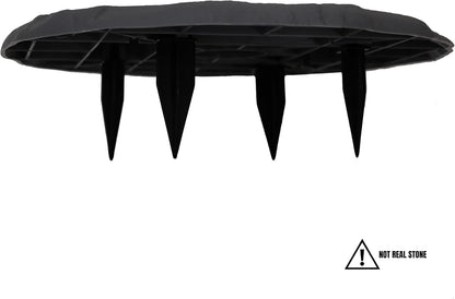 Ei Circular 15.5” Stepping Stones with Ground Stakes - Home or Garden Step Stones for Outdoor Walkway or Pathway Pavers - Resin Material (4, Slate Grey)