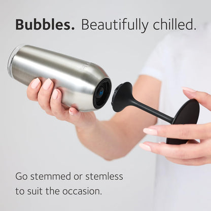 Huski Champagne Flute | NEW | Award-winning Design with Detachable Stem | Premium Stainless Steel Champagne Glass with Lid | Triple Insulated Tumbler | 8oz Capacity | Great Gift (Brushed Stainless)