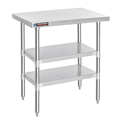 DuraSteel Food Prep Stainless Steel Table - 30 x 36 Inch Commercial Metal Workbench with Adjustable Under Shelf - NSF Certified - for Restaurant, Warehouse, Home, Kitchen, Garage