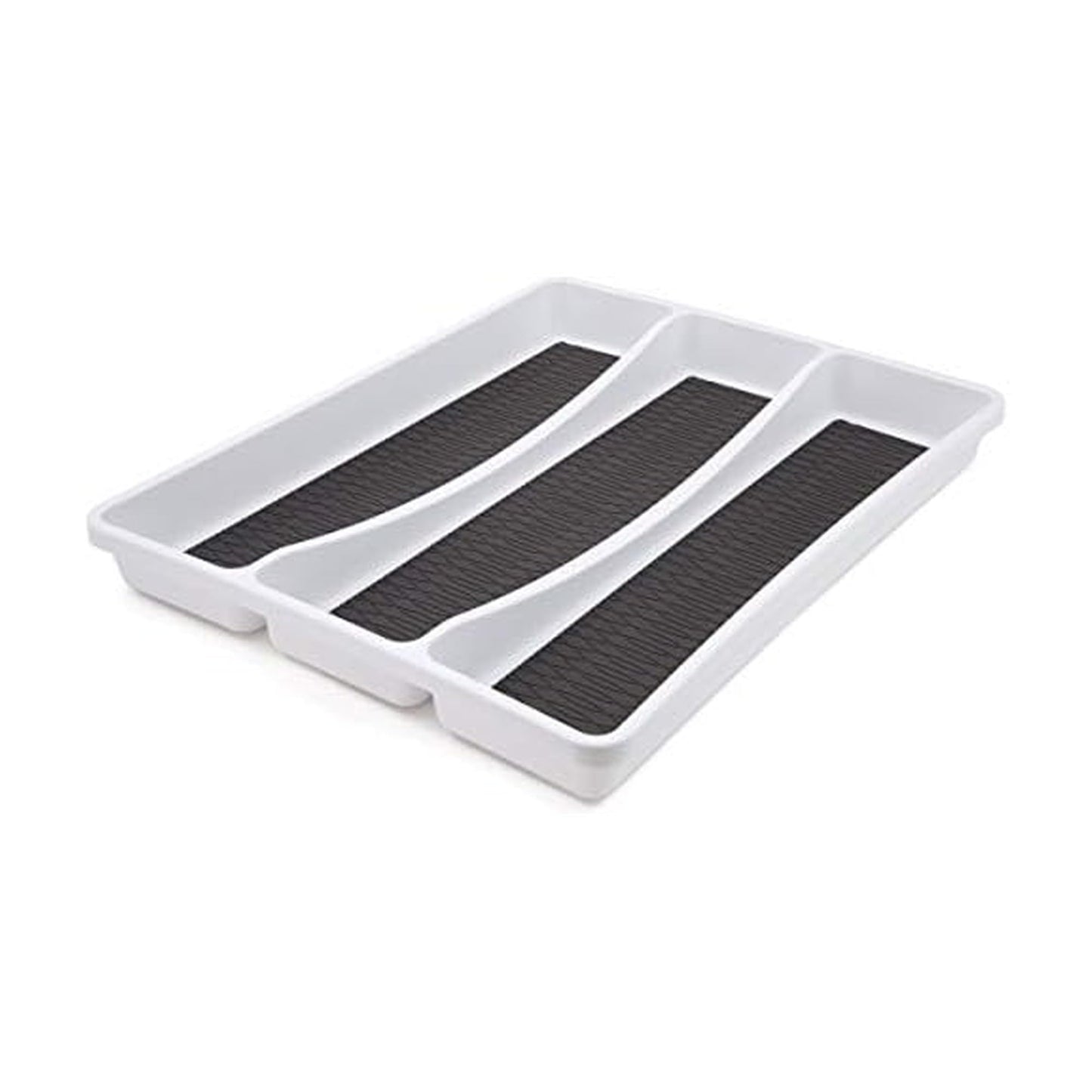 Copco Basics 6 Compartment Drawer Organizer, 15.7-Inch, White and Charcoal Gray