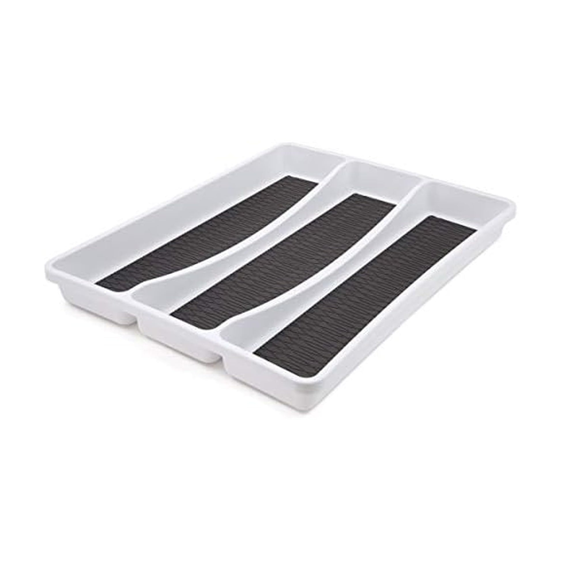 Copco Basics 6 Compartment Drawer Organizer, 15.7-Inch, White and Charcoal Gray