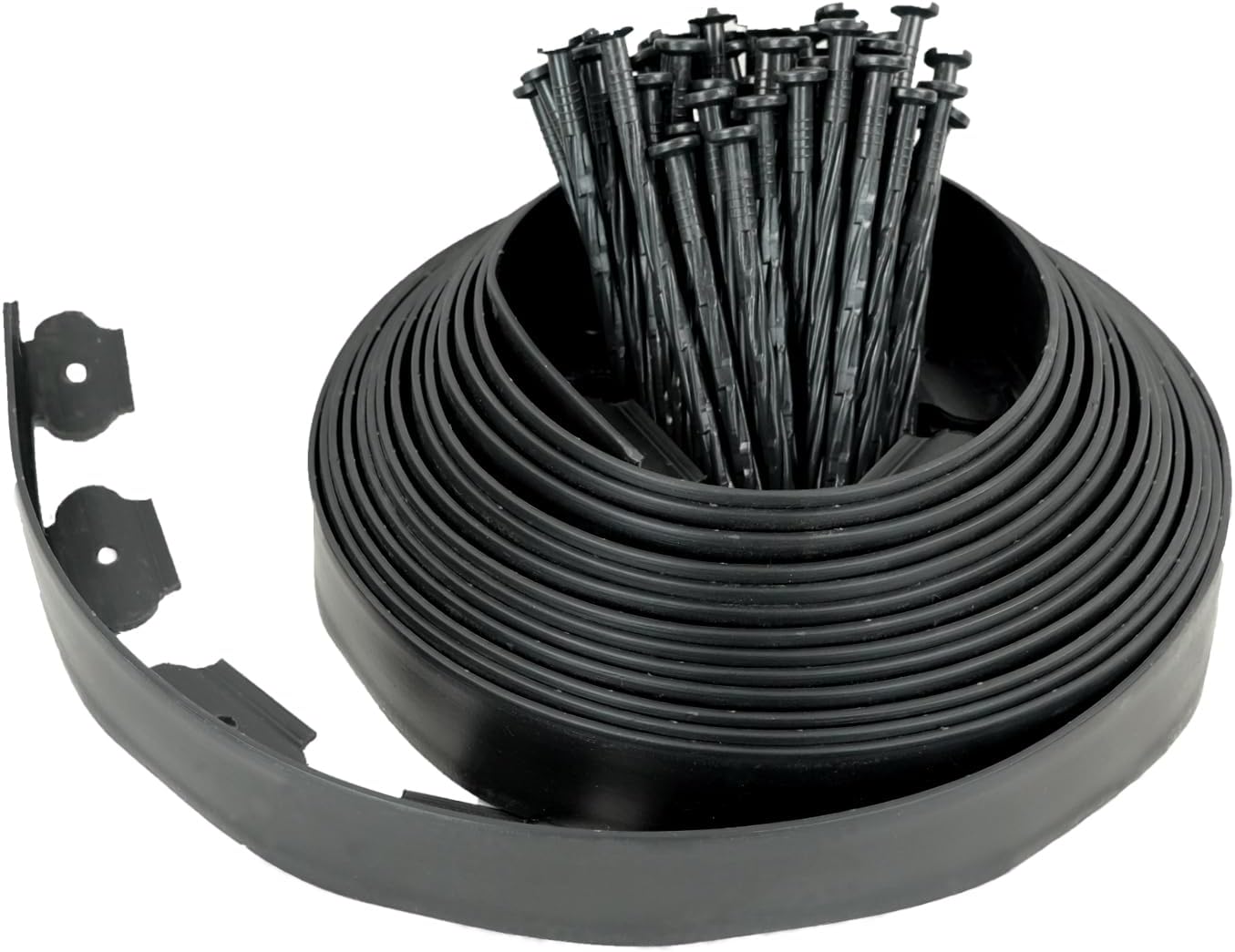 Hugeleaf Landscape Edging 2 Inches Tall, 50 Feet Garden Edging Border with 60pcs Spikes, Flexible Plastic Lawn Edge for Landscaping Flower Beds Yard Pathway