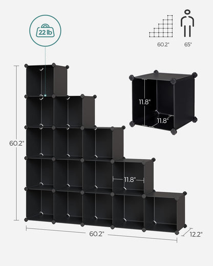 SONGMICS Cube Storage Organizer, Set of 16 Plastic Cubes, Closet Organizers and Storage, Room