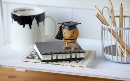 Hoptimist Student IQ Bumble, Woody Brown, Home Decor Ornament - Scandinavian Design, Wood W/Metal Spring, Small - Creates Cheerful Movement