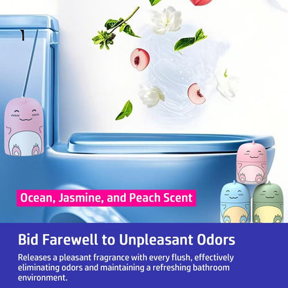 Cute Dinosaur-Shaped Toilet Bowl Cleaner Bottle, Bathroom Toilet Tank Cleaner with Ocean, Jasmine, and Peach Scent,Three bottles can be used for 9 months (1, Three colors and three bottles)