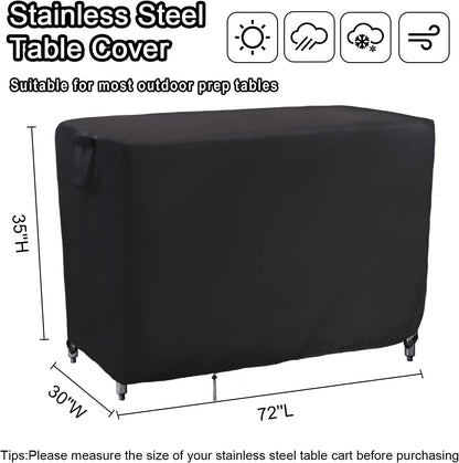 Kingling Outdoor Prep Table Covers, Waterproof Stainless Steel Table Cover Metal Table Cover Protection for Patio Kitchen Prep/Work Tables - 72''L x 30''W x 35''H