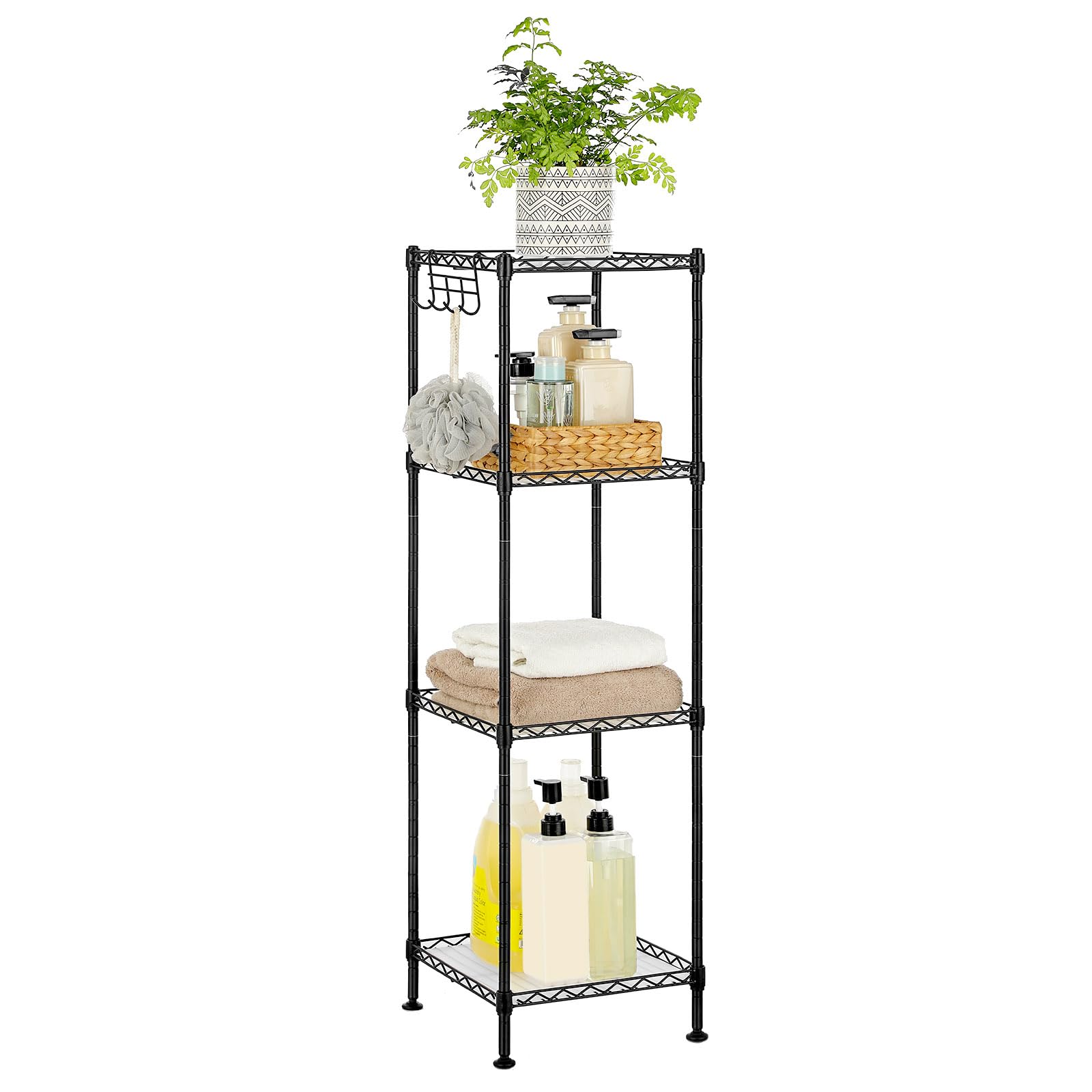 SONGMICS Storage Shelf, Bathroom Shelf for Small Space, 4 Tier
