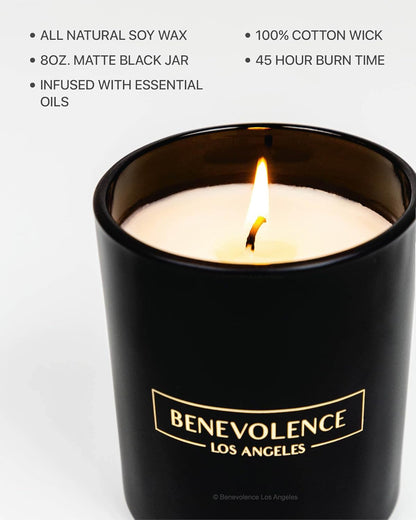 Benevolence LA Pine Scented Candle | Soy Candles, Black Candle for Home | Gifts for Women and Men | Home Fragrance | Aromatherapy | Bathroom Freshener | 8oz, 45 Hour Burn