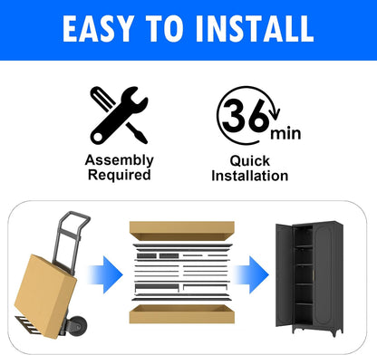 Pantry Cabinet, 75 Inch Tall Kitchen Storage Cabinet, Metal Pantry Cabinets with Doors and Adjustable Shelves, Black Freestanding Food Cupboard for Living, Dinning Room-Assembly Required