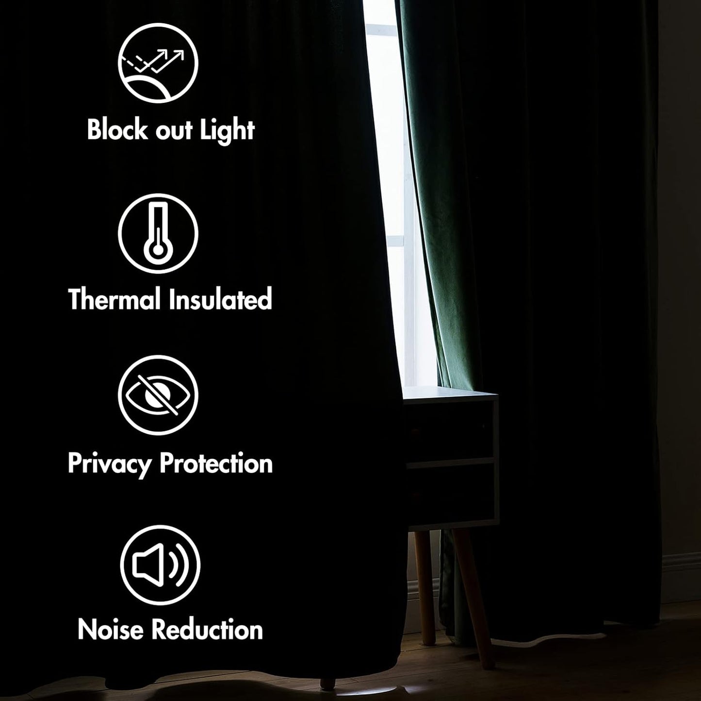 MIULEE Olive Green Velvet Curtains 90 inches 2 Panels - Pinch Pleat Luxury Room Darkening Curtains for Bedroom Living Room Thermal Insulated Super Soft Window Drapes Rod Pocket, W52 x L90 inch