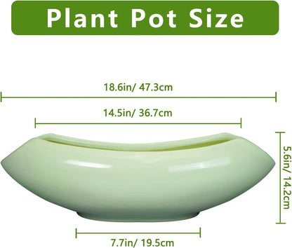 Ceramic Bonsai Pots - Large Succulent Planter 18 Inch Plant Pot Indoor Succulent Pot with Drainage Hole Outdoor Planter Bonsai Tree Pot for House Home Garden Decor Green