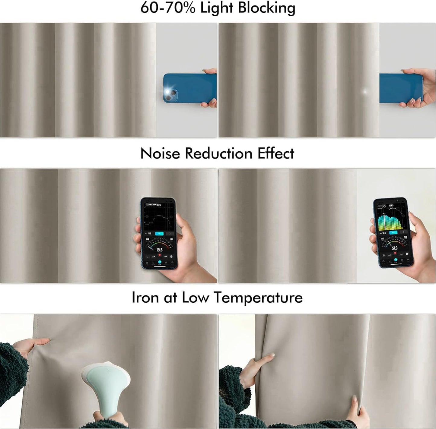 MIULEE Natural Back Tab Blackout Curtain 96 Inch Long 2 Panels Set for Bedroom, Rod Pocket/Pinch Pleat Thermal Insulated Living Room Darkening Pleated Light Blocking Floor to Ceiling Drape