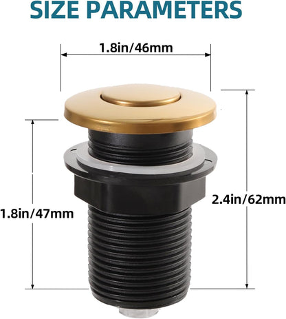 RQYEKDO Garbage Disposal 32mm/1.26 inch Air Switch Kitchen Sink Top Long Stainless Steel Polished Nickel Long for Food and Waste Disposal On/Off Air Button Parts…