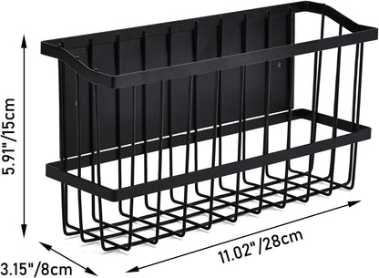 Magnetic Storage Basket, Black Magnetic Towel Basket with Strong Magnet for Kitchen Laundry Room Office School Organization and Home Dryer Ball Storage, 11.02"x3.15"x5.91"