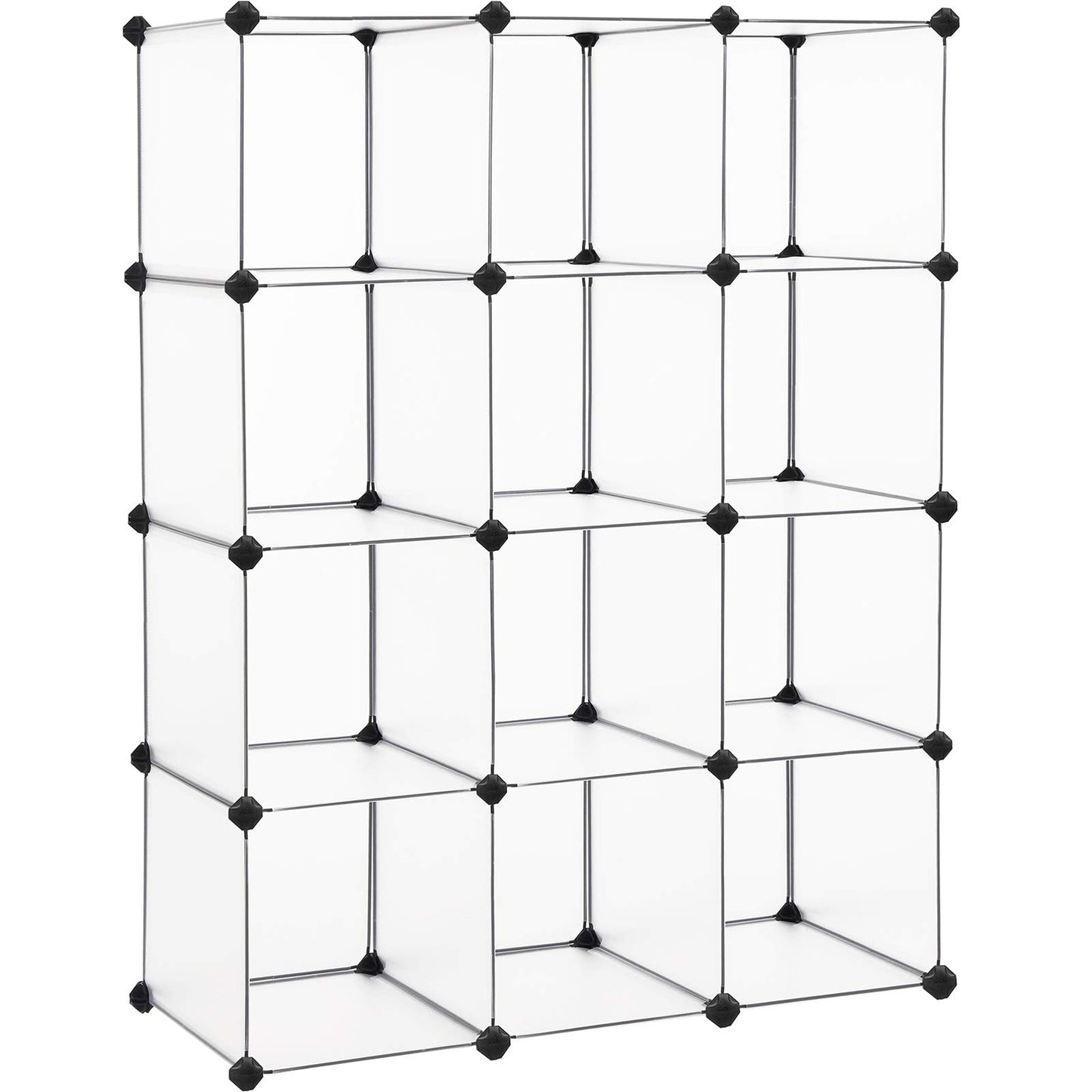 SONGMICS Cube Storage Organizer, Set of 12 Plastic Cubes, Book Shelf, Closet Organizers and