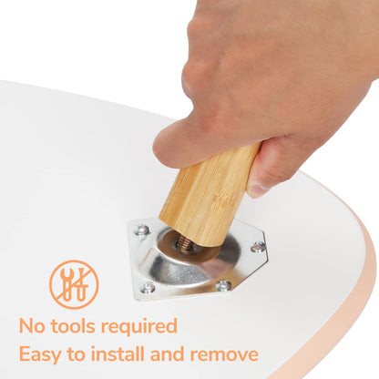 BAMEOS Bamboo Nesting Triangle End Table,Set of 2 Coffee Table Modern Minimalist Side Table for Living Room (White & Pink)