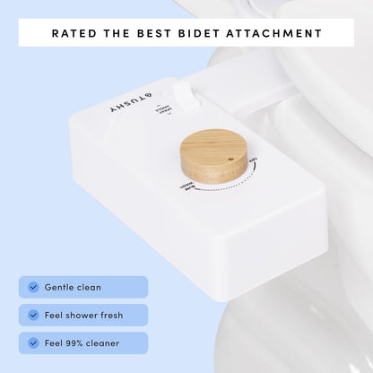 TUSHY Classic 3.0 Non-Electric Bidet Attachment | Self Cleaning Sprayer, Adjustable Water Pressure Nozzle, Angle Control. Fast & Easy DIY Installation. Universal Slim Fit. (Blue/Bamboo)