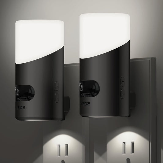 Lyridz Motion Sensor Night Light, LED Night Lights Plug into Wall, 1-150LM Dimmable Night Light Indoor for Hallway, Stairs, Bedroom, Garage, Bathroom, Toilet (Cool White, 2 Pack)