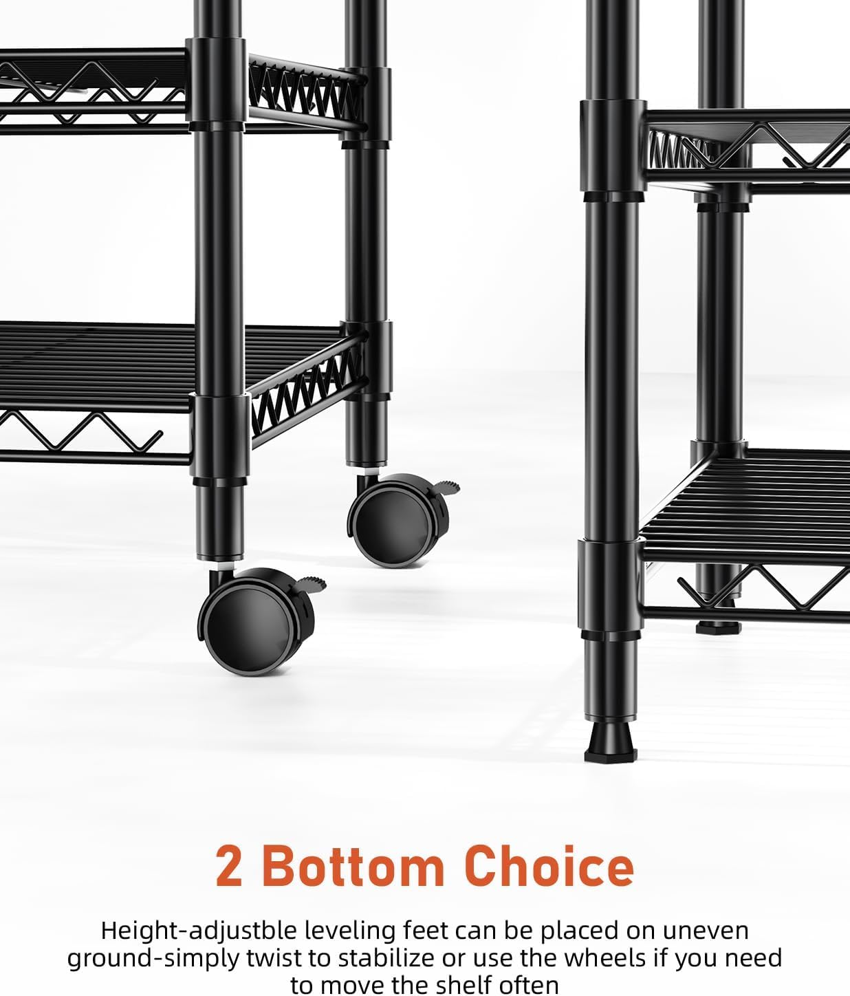 Simple Deluxe 3-Tier Heavy Duty Adjustable Storage Shelf with Wheels, 23.23”W x 13.39”D x 30.31”H