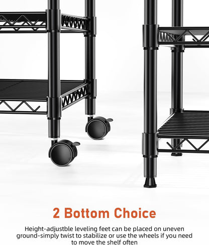 Simple Deluxe 3-Tier Heavy Duty Adjustable Storage Shelf with Wheels, 23.23”W x 13.39”D x 30.31”H