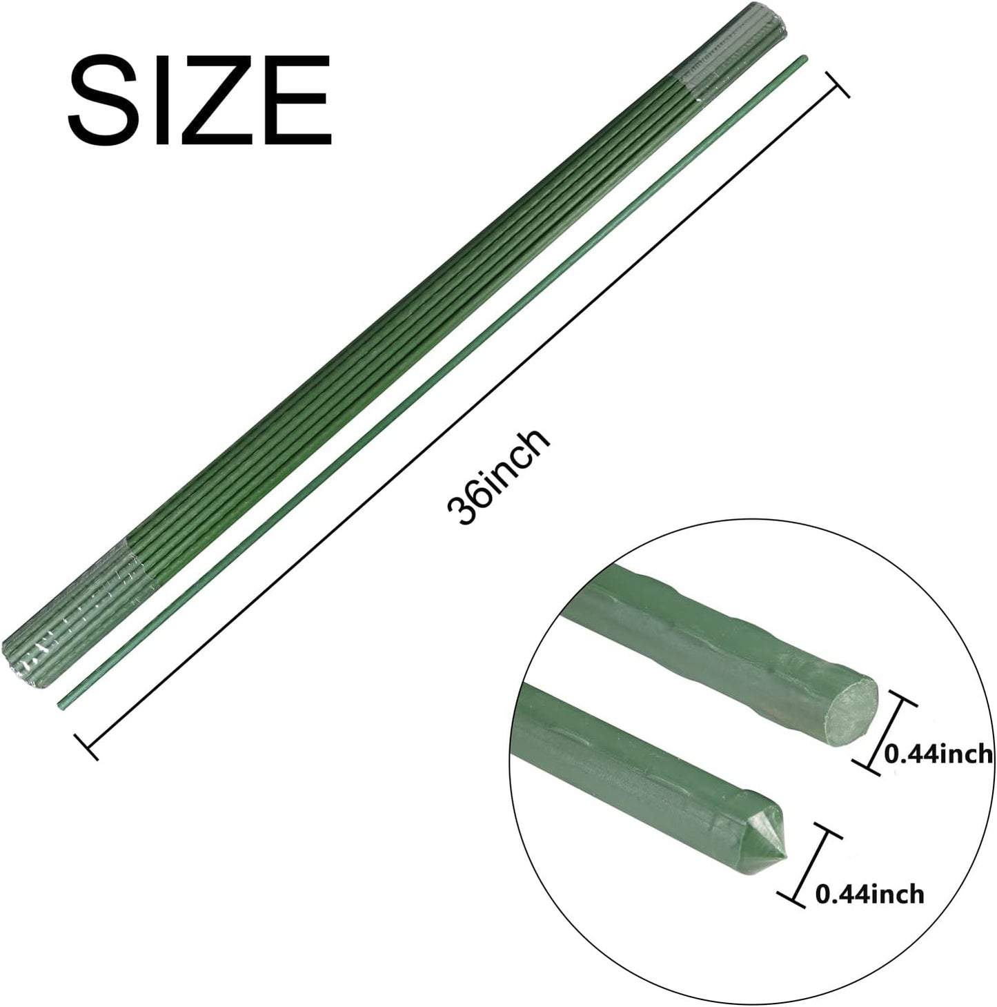 Garmeinea Garden Stakes 36 Inches Plastic Coated Steel Plant Stakes for Growing Climbing Plants, Pack of 25