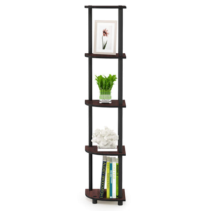 Furinno TURN-N-TUBE Corner Shelf, 5-Tier Corner Bookshelf, Open Storage Shelves, for Organization