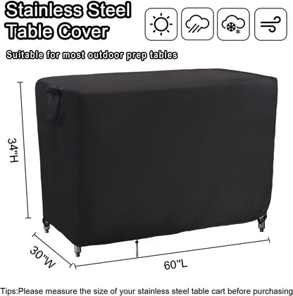 Kingling Outdoor Prep Table Covers, Waterproof Stainless Steel Table Cover Metal Table Cover Protection for Patio Kitchen Prep/Work Tables - 60''L x 30''W x 34''H