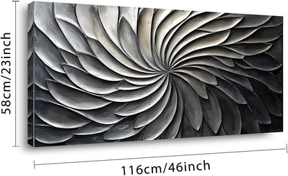 LASMOND Abstract Black and White Wall Art for Living Room Modern Canvas Print Painting Lines Flower Floral Large Artwork Bedroom Home Office Wall Décor (46x23 Inches)
