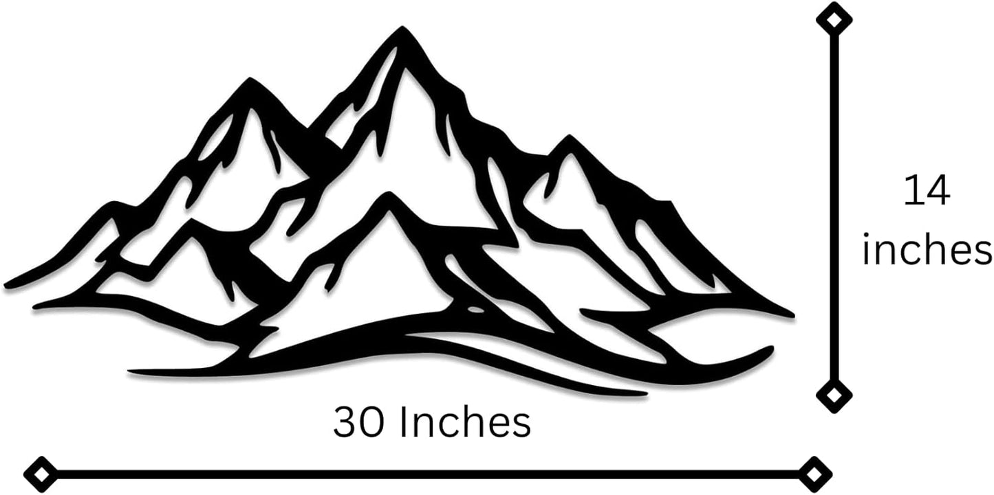 METALPLEX Mountain Range Metal Wall Art - Fade-Resistant and Rust-Free Indoor & Outdoor Aluminum Composite Wall Decor - Home Decor Wall Art For Living Room and Bedroom Decorations - Silver (30" x 14")