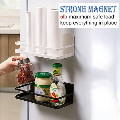 Magnetic Spice Rack Refrigerator Side Magnetic Spice Rack Kitchen Magnetic Shelf Magnetic Fridge Shelf Perfect Space Saver for Kitchen/Apartment 2 Pack (White)