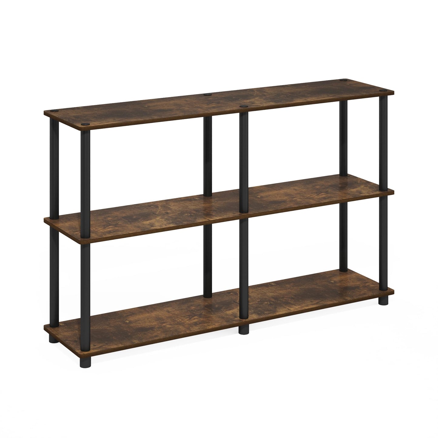 Furinno Turn-N-Tube Storage Shelves, 3-Tier 47.4 Wide Book Shelf, Corner Shelf, Toolless Open